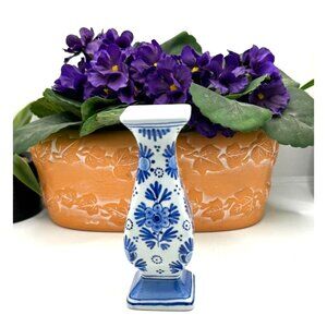 Vintage Royal Delft Holland Flower Blue & White Ceramic Bud Vase